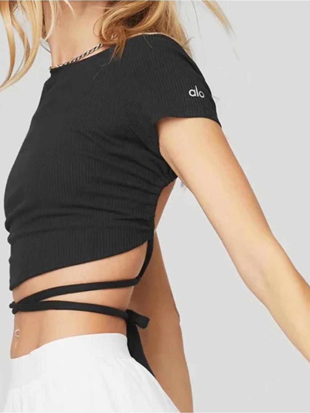 alo Ribbed Manifest short Sleeve Black size XS